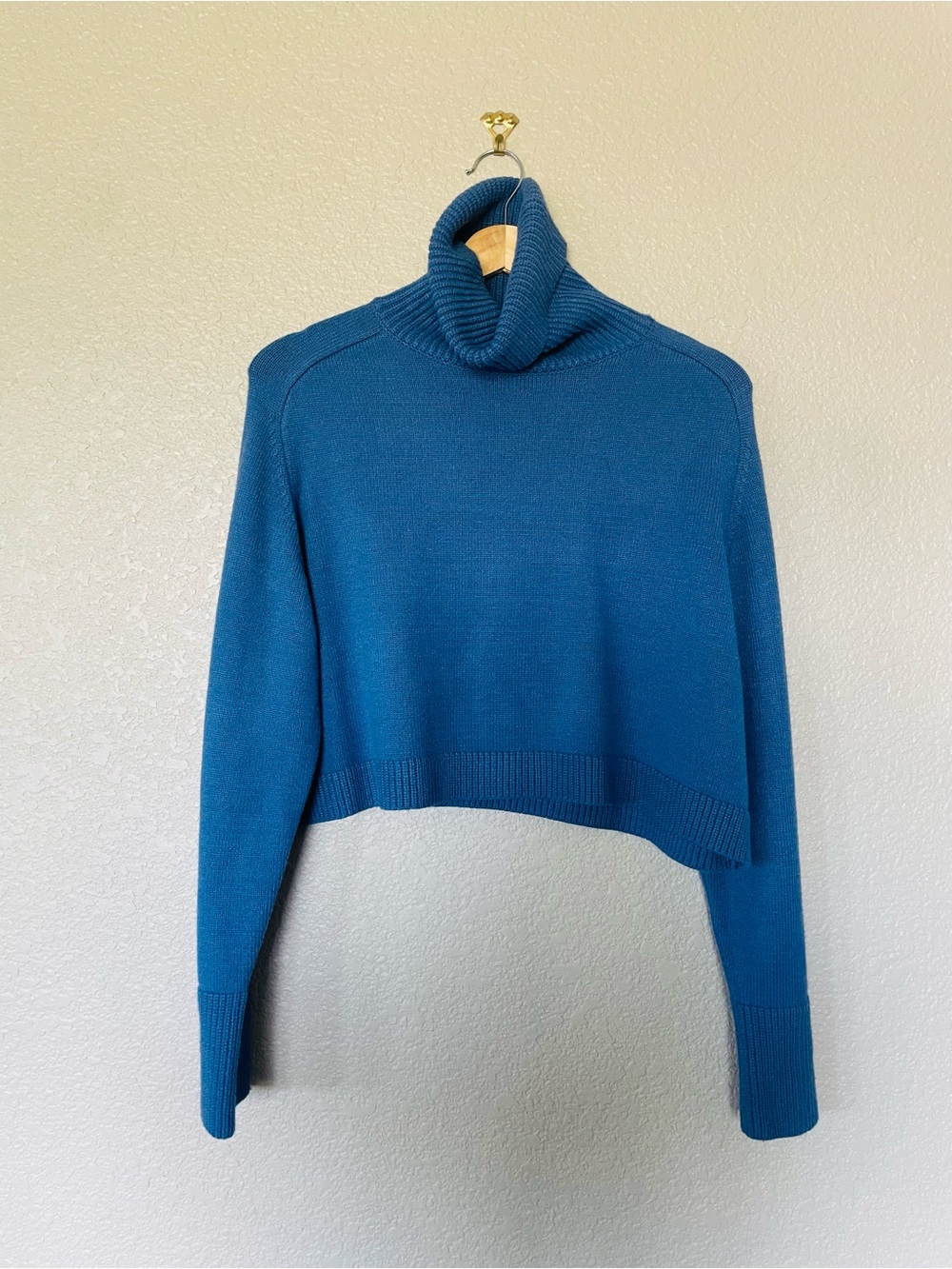 Zara Royal Blue Cropped Mockneck Sweater